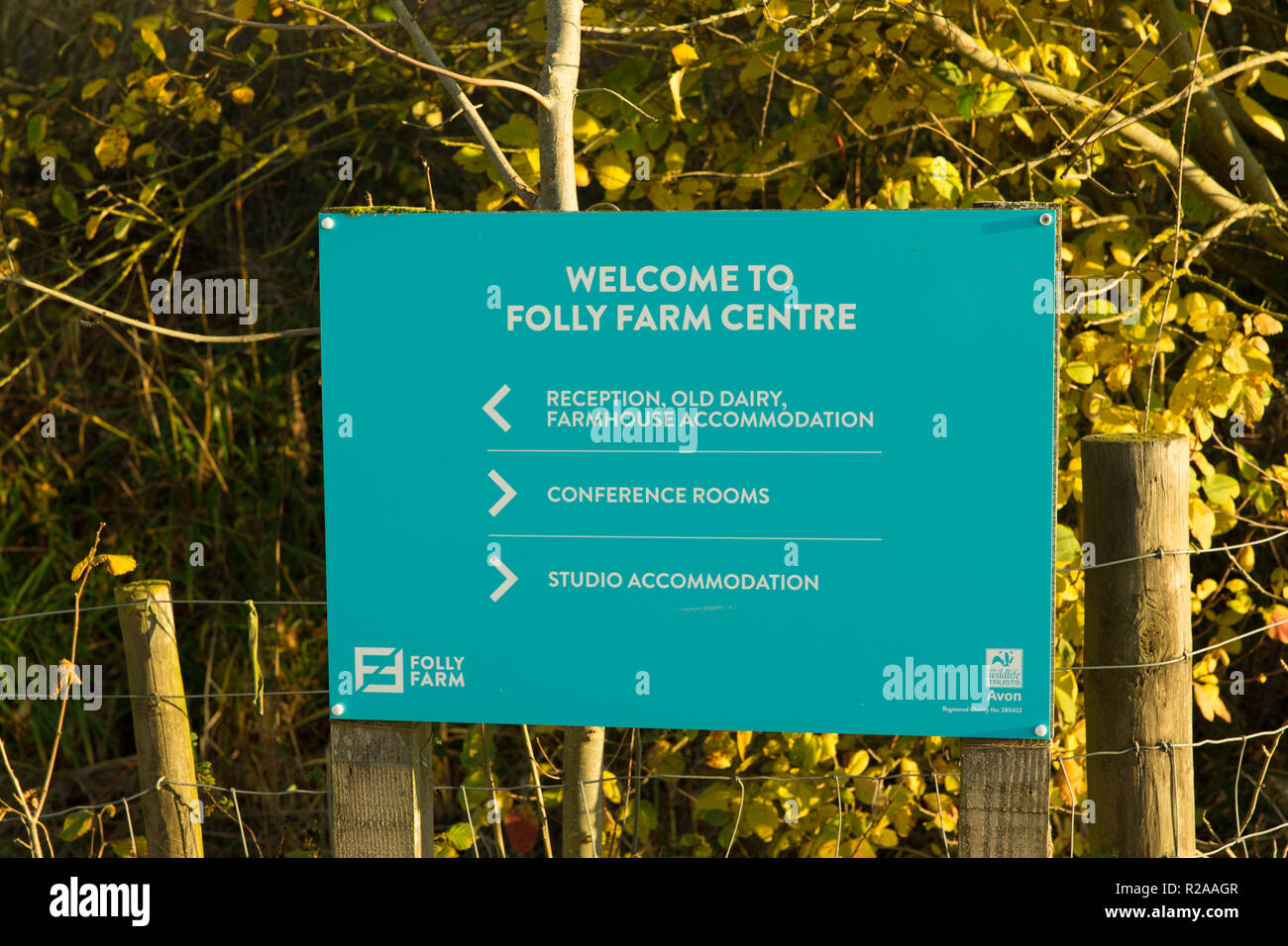 Folly Farm Centre near Bristol, sign directing visitors to
