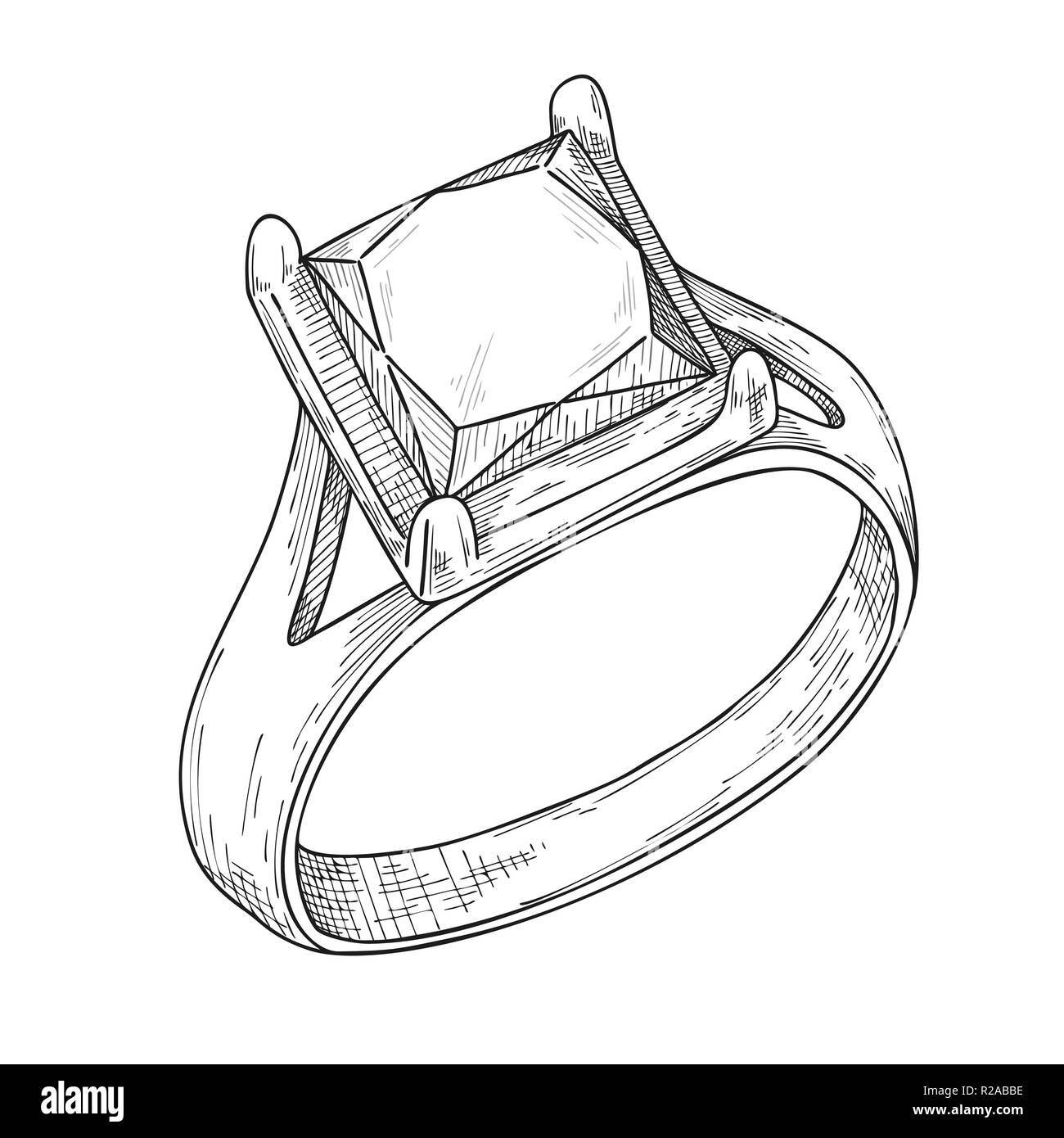 Premium Vector  Wedding ring with diamond hand drawn outline doodle icon  luxury jewellery engagement wedding gift concept vector sketch  illustration for print web mobile and infographics on white background