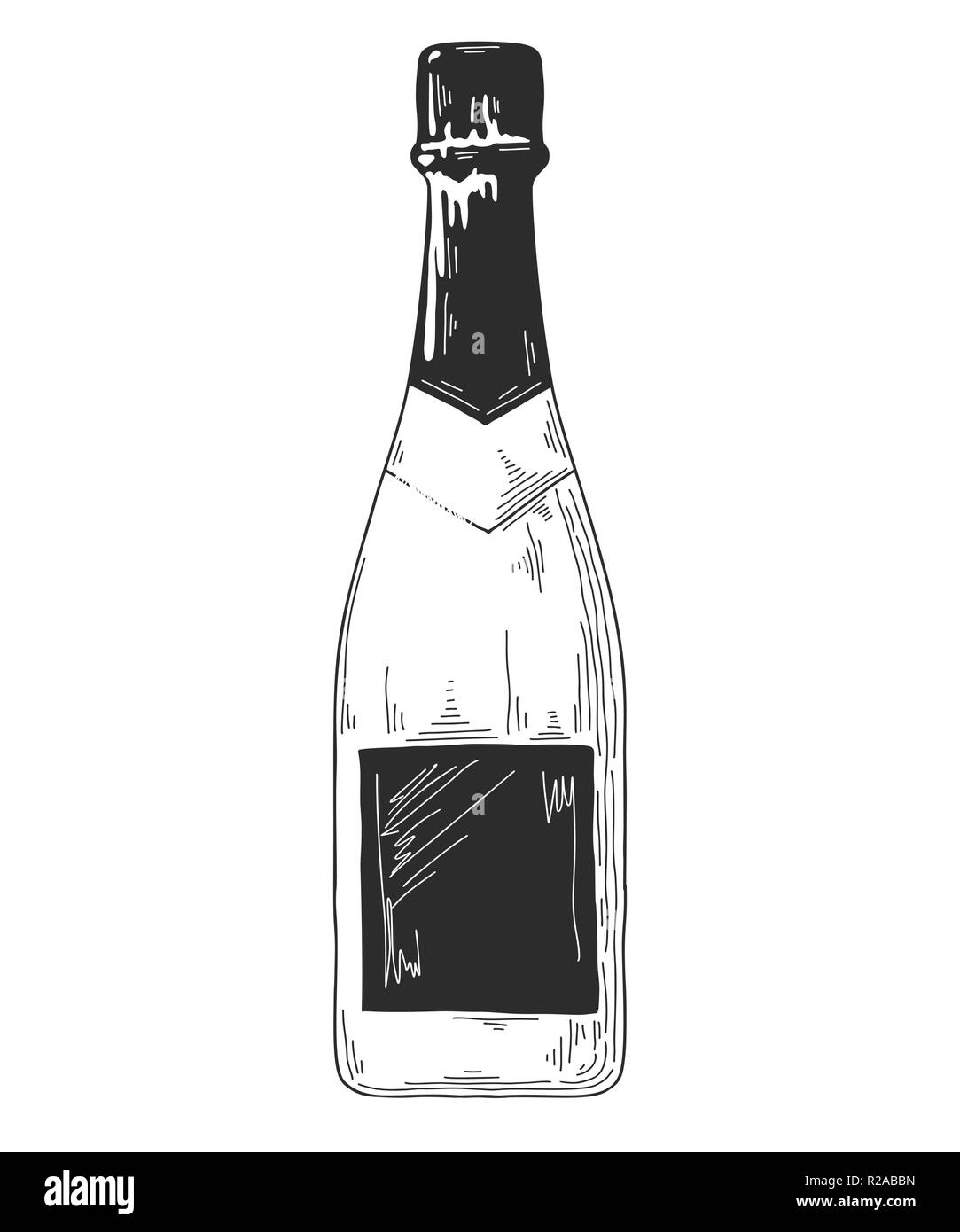 Sketch bottle for wine isolated on white background. Vector illustration Stock Vector