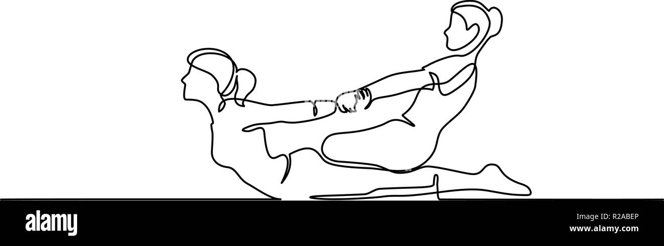 Continuous one line drawing. Thai massage for man in spa salon. Vector illustration for banner, web, design element, template, postcard. Stock Vector