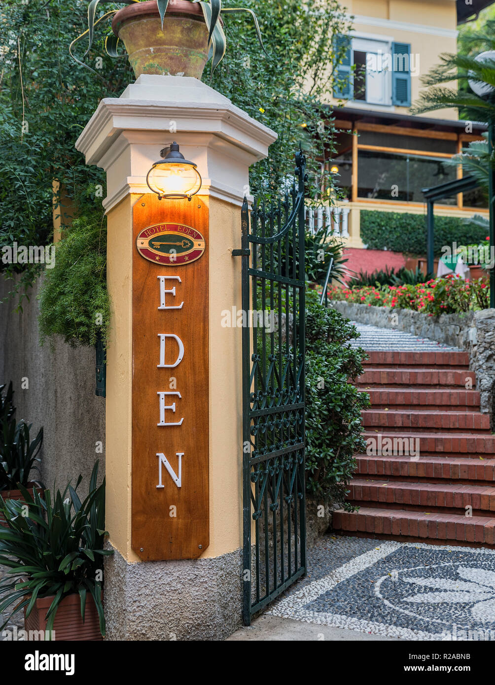Eden boutique hotel in the town of Portofino, Italy. Stock Photo