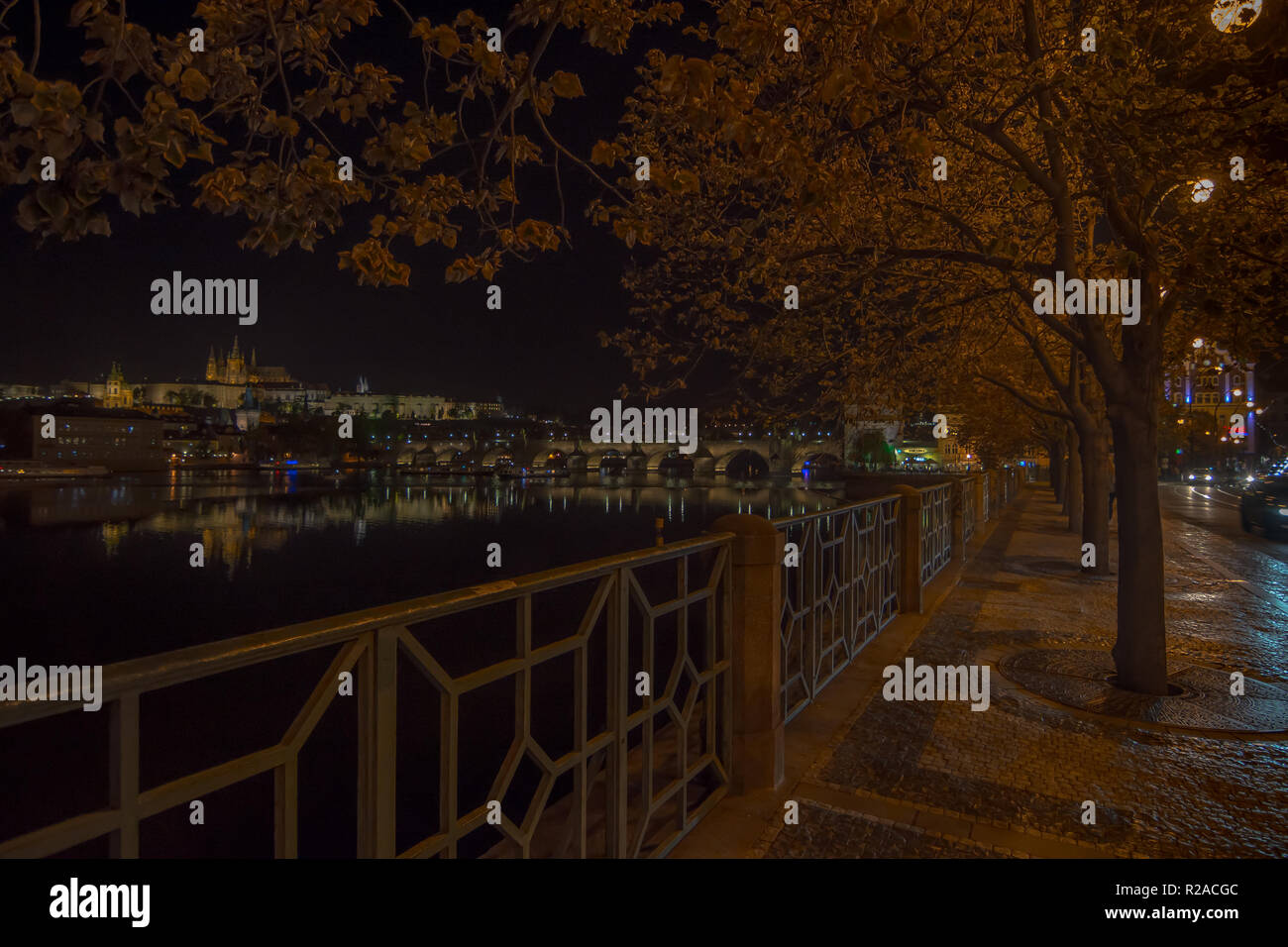 Walking Prague city at night Stock Photo - Alamy