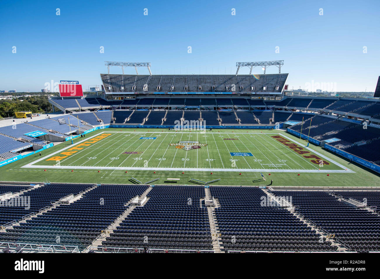 Orlando, FL, USA. 17th Nov, 2018. Camping World Stadium before the start of NCAA Football game in the Florida Classic between Florida A&M Rattlers and Bethune Cookman Wildcats. Bethune Cookman defeated Florida A&M 33-19 at Camping World Stadium in Orlando, Fl. Romeo T Guzman/CSM/Alamy Live News Stock Photo