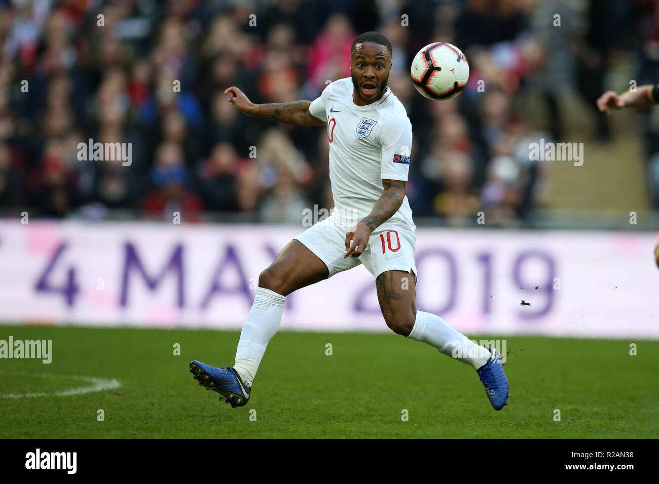 London, UK. 18th November 2018. London, UK. 18th November 2018. Raheem Sterling of England in action. UEFA Nations league A, group 4 match, England v Croatia at Wembley Stadium in London on Sunday 18th November 2018.  Please note images are for Editorial Use Only. pic by Andrew Orchard/Alamy Live news Credit: Andrew Orchard sports photography/Alamy Live News Stock Photo