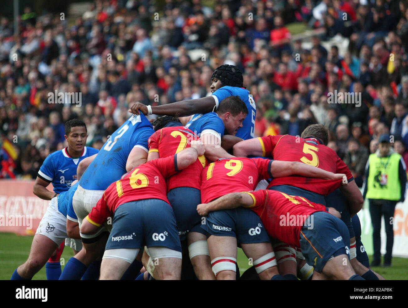 Madrid, Spain. 18/11/2018, Rugby Test Match  Tijue Uanivi of Namibia,in game action during  the match between Spain-Namibia to Universidad Complutence Stadium,to Madrid Spain. Credit: Leo Cavallo/Alamy Live News Stock Photo