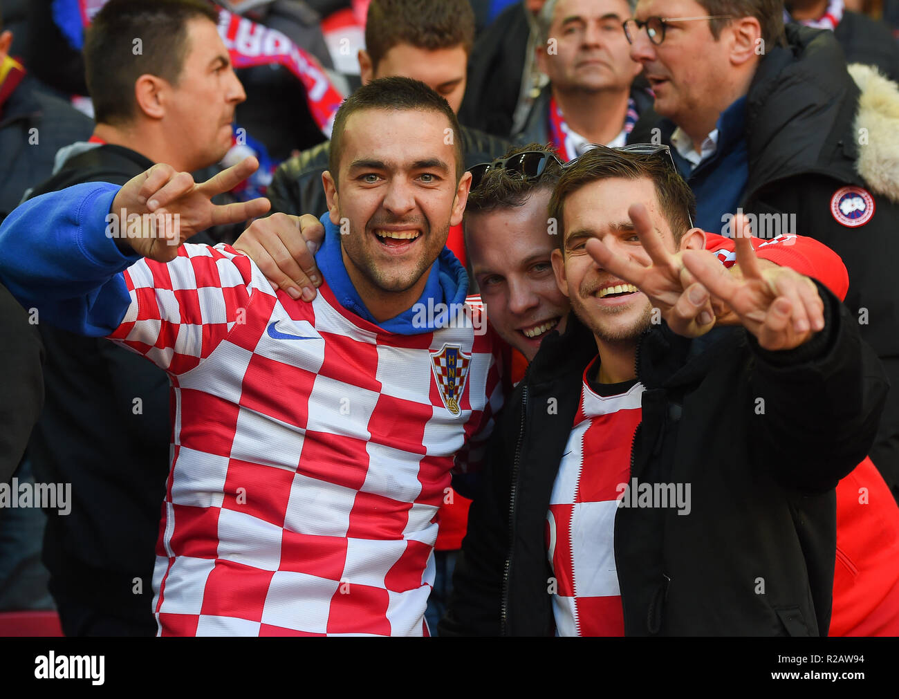 London, UK. 18th November 2018. Croatian supporters during the UEFA Nations League match between England and Croatia at Wembley Stadium, London on Sunday 18th November 2018. (©MI News & Sport Ltd | Alamy Live News) Stock Photo