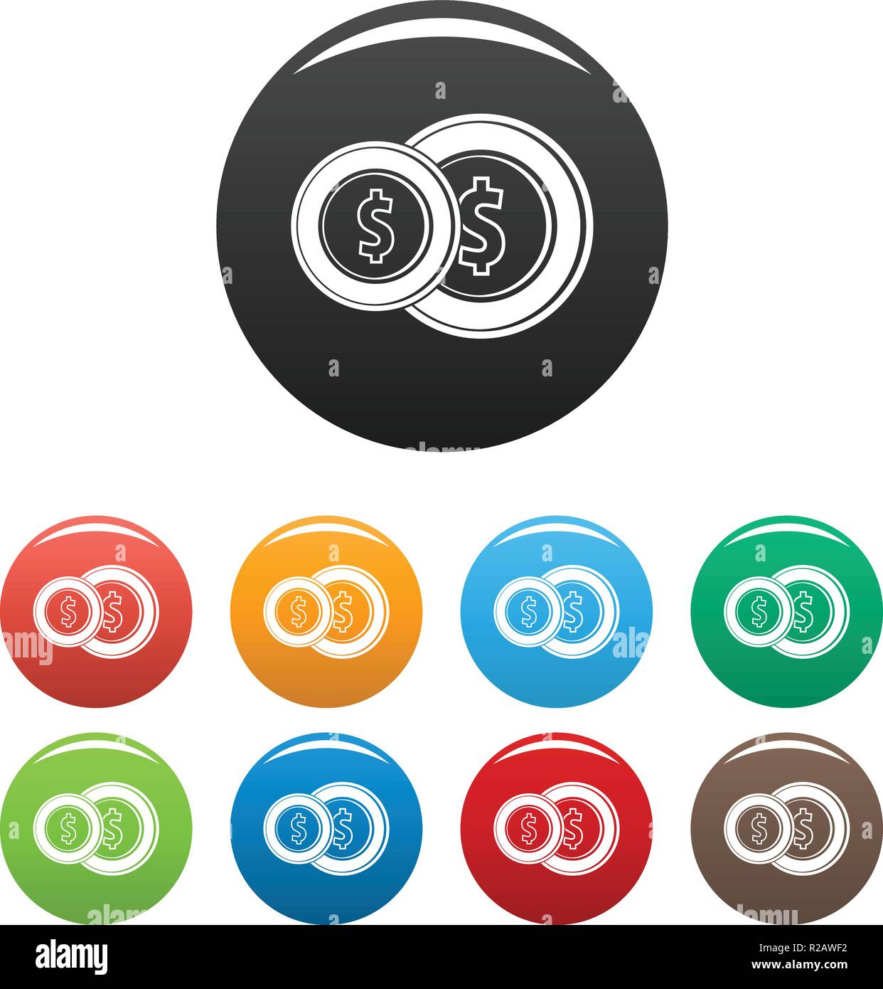 Coin icon. Simple illustration of coin vector icons set color isolated ...