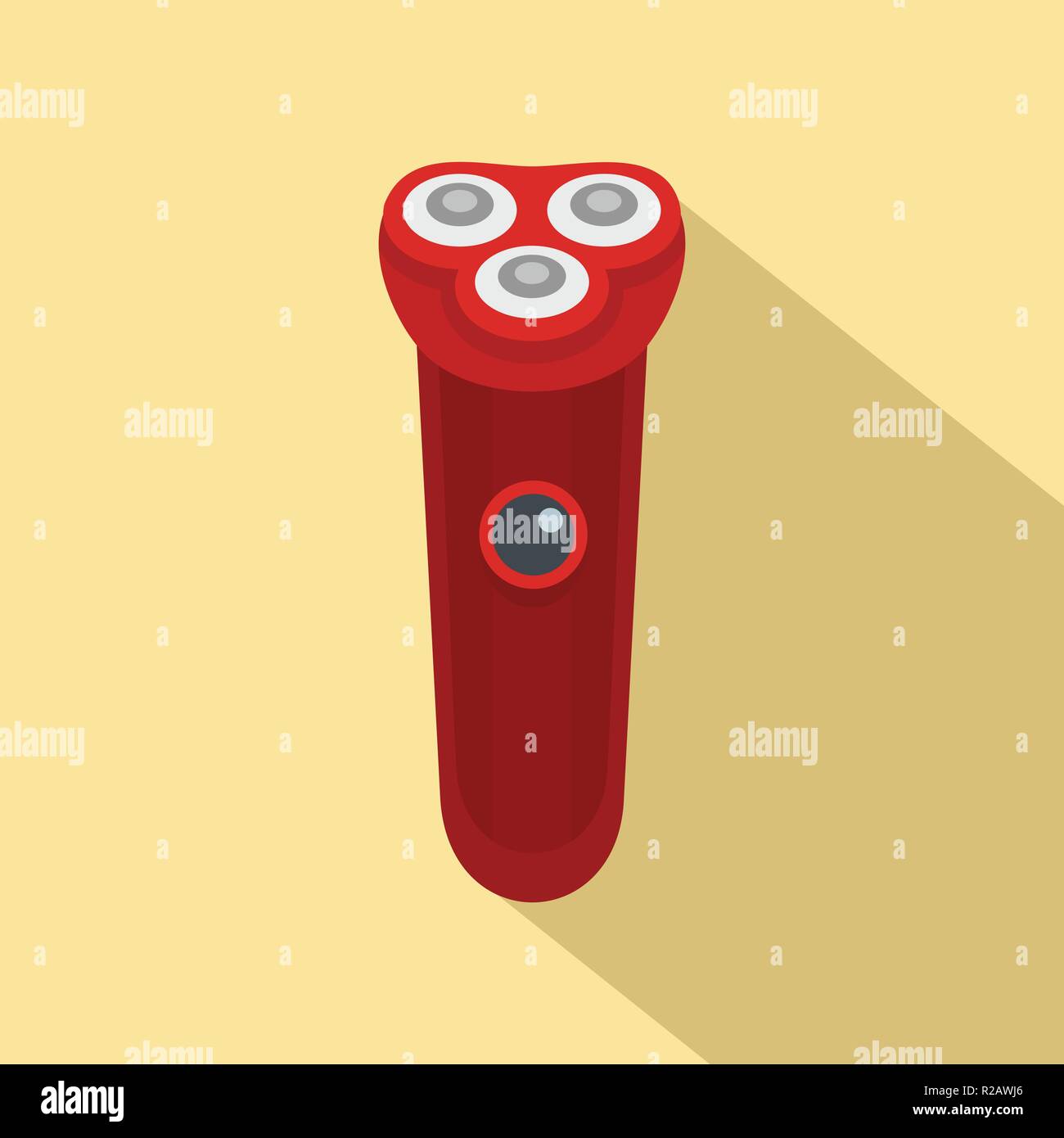 Red electric razor icon. Flat illustration of red electric razor vector icon for web design