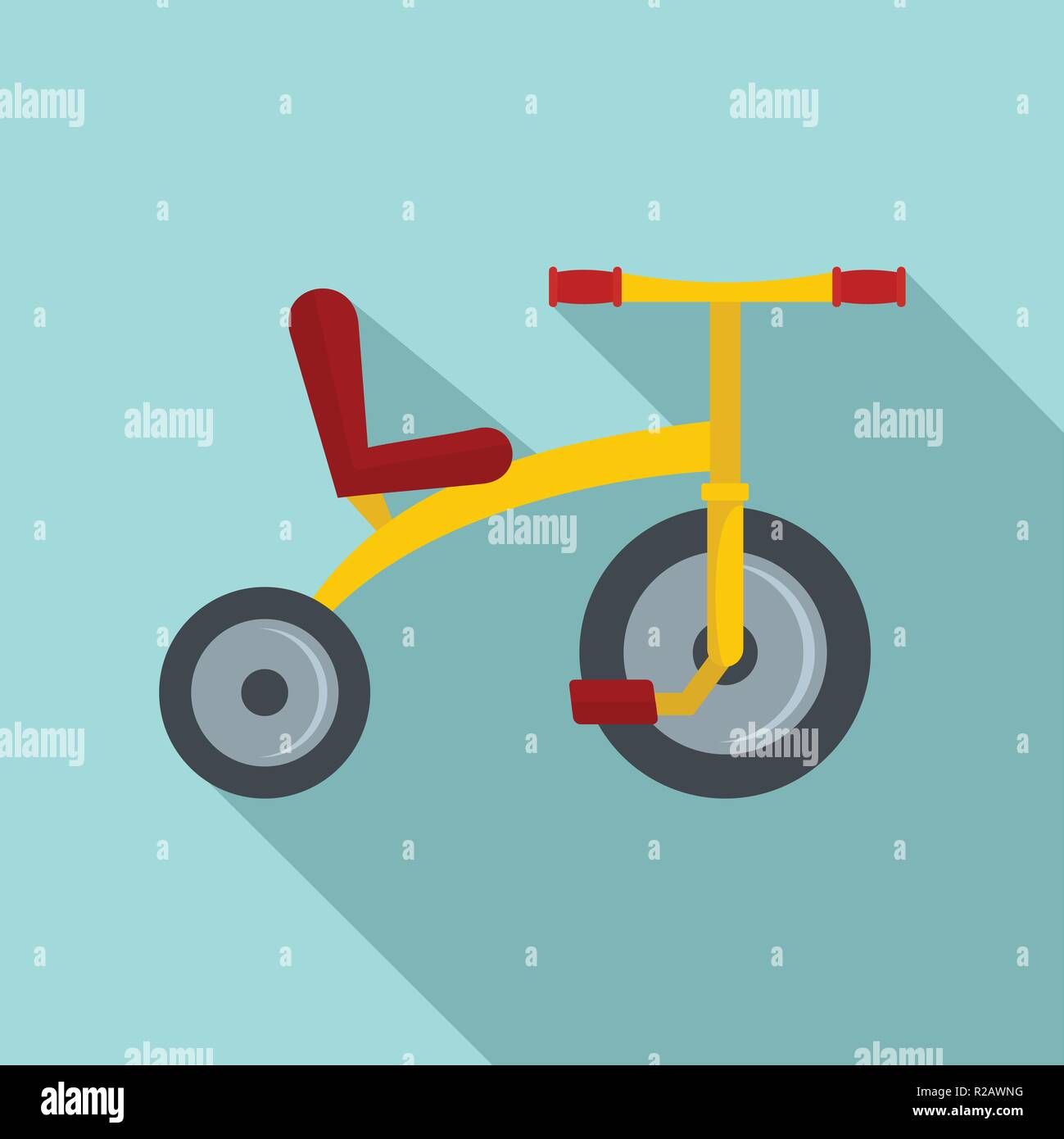Yellow tricycle icon. Flat illustration of yellow tricycle vector icon for web design Stock Vector