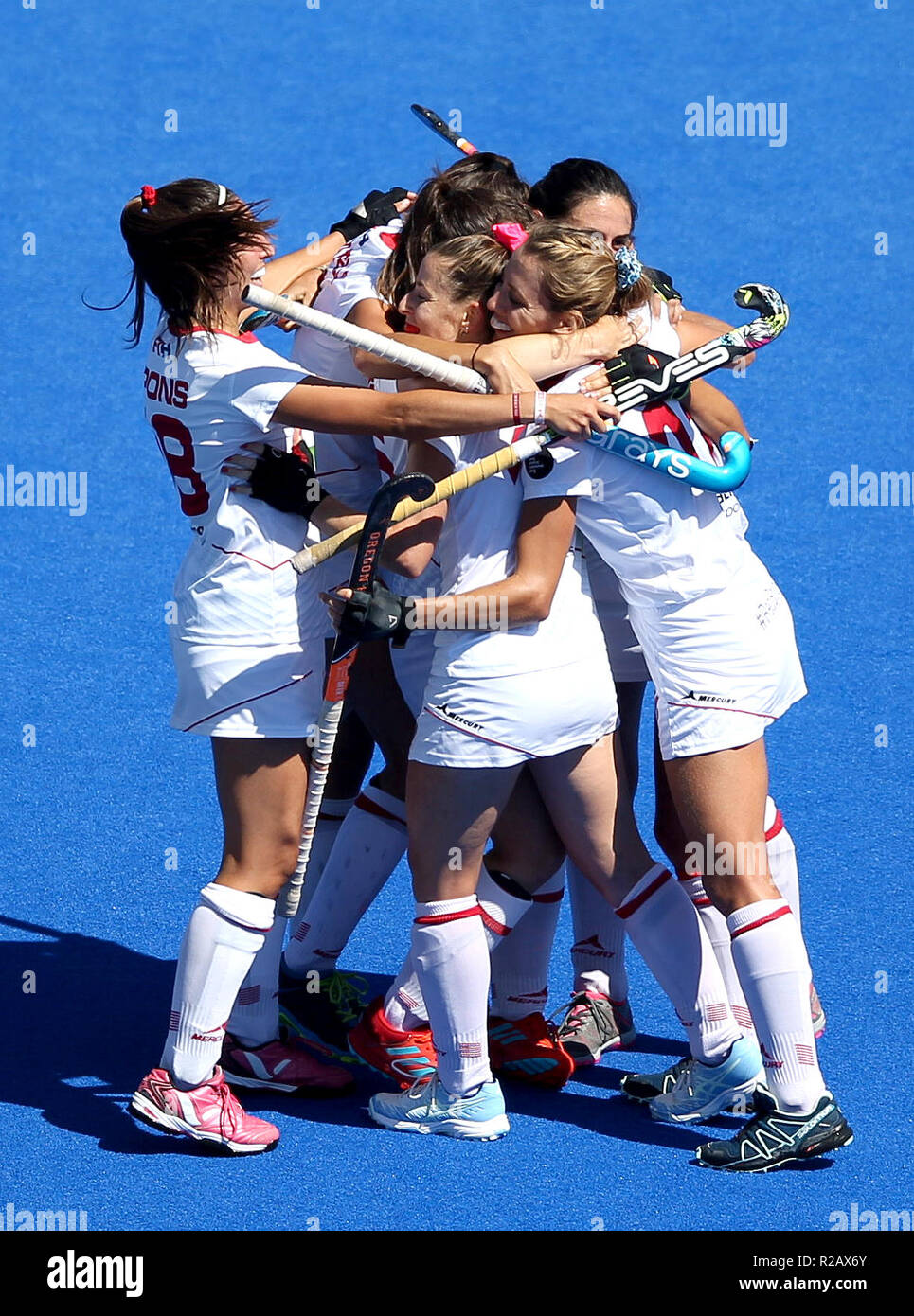 Spain celebrate at the end of the match during the Vitality Women's