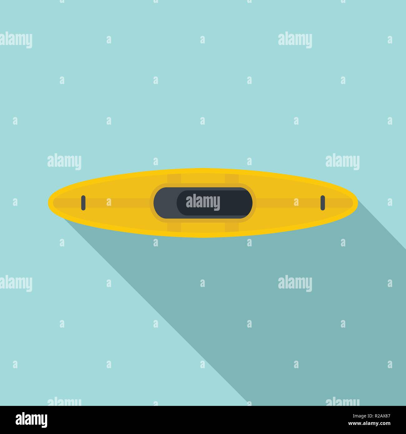 Yellow kayak icon. Flat illustration of yellow kayak vector icon for web design Stock Vector