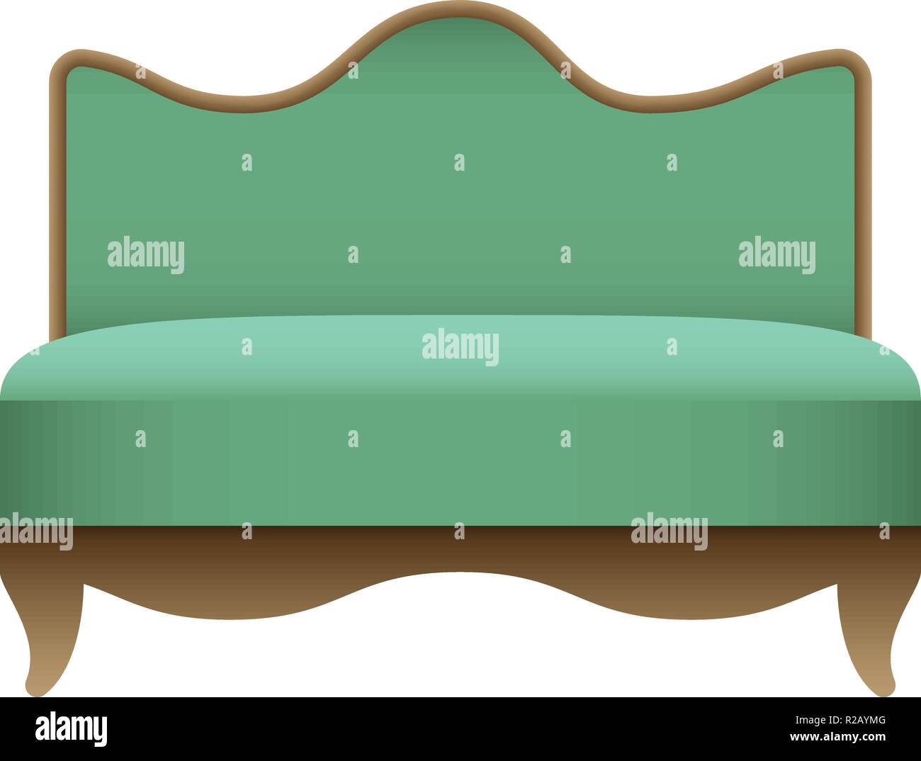 Royal green sofa mockup. Realistic illustration of royal green sofa vector mockup for web design isolated on white background Stock Vector