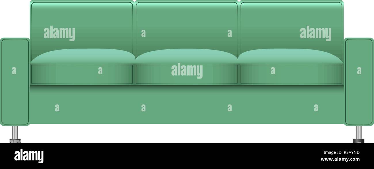 Mint color sofa mockup. Realistic illustration of mint color sofa