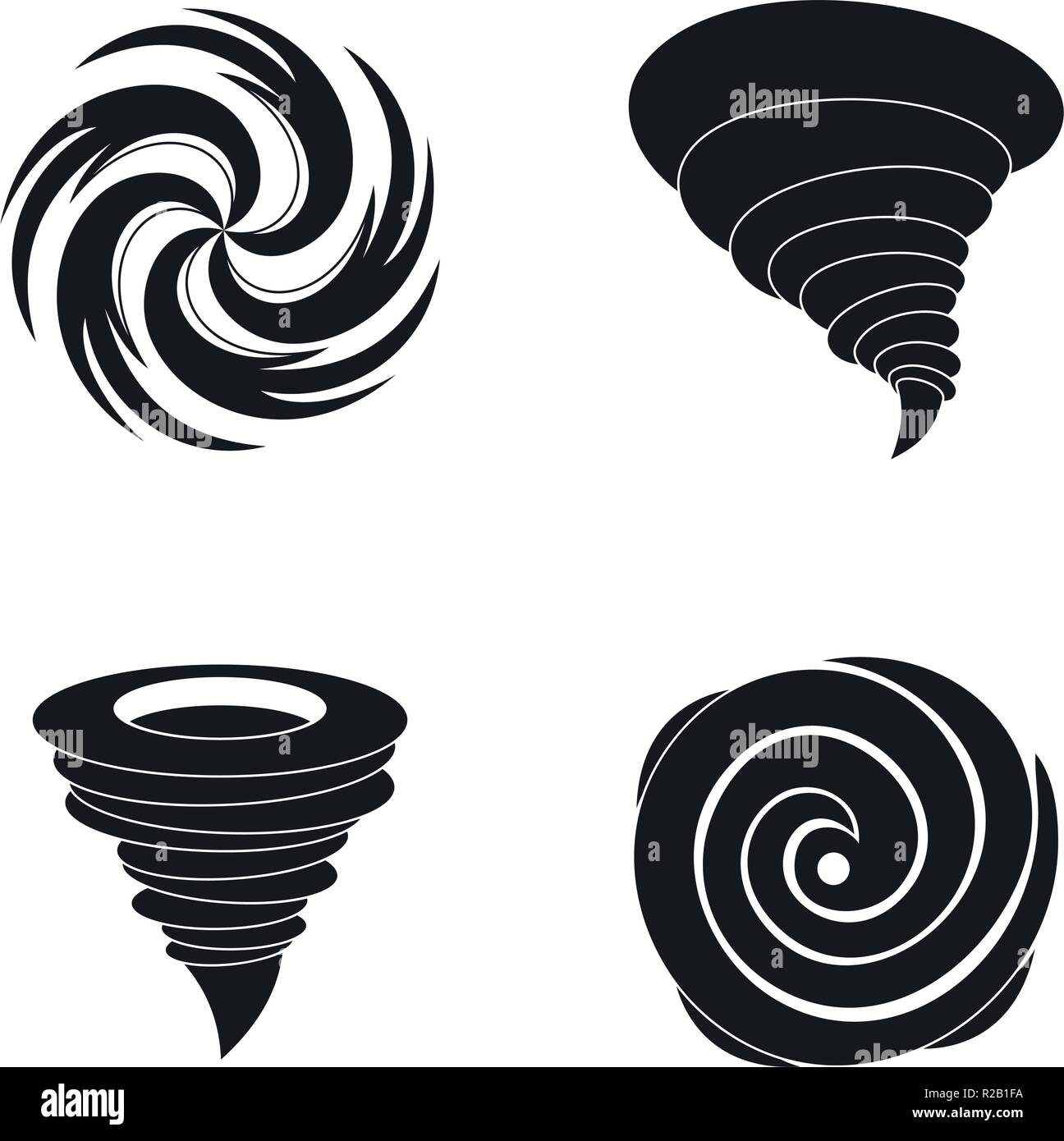 hurricane storm tornado damage icons set. Simple illustration of 4 hurricane storm tornado damage vector icons for web Stock Vector