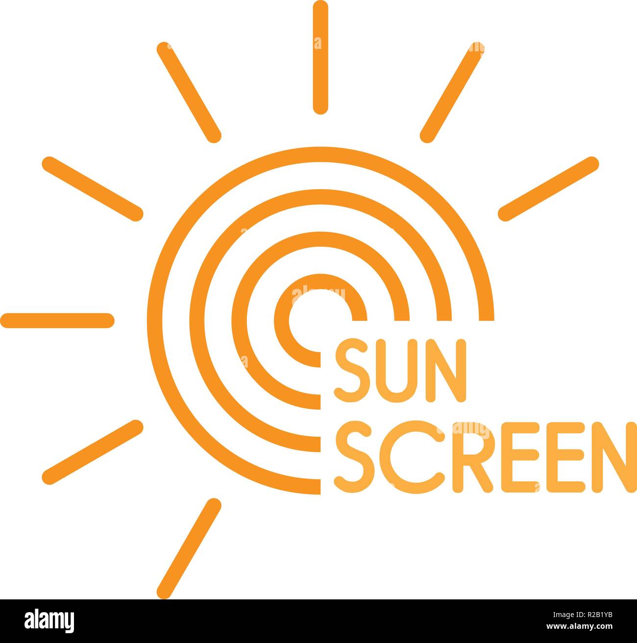Sun uv screen logo. Flat illustration of sun uv screen vector logo for