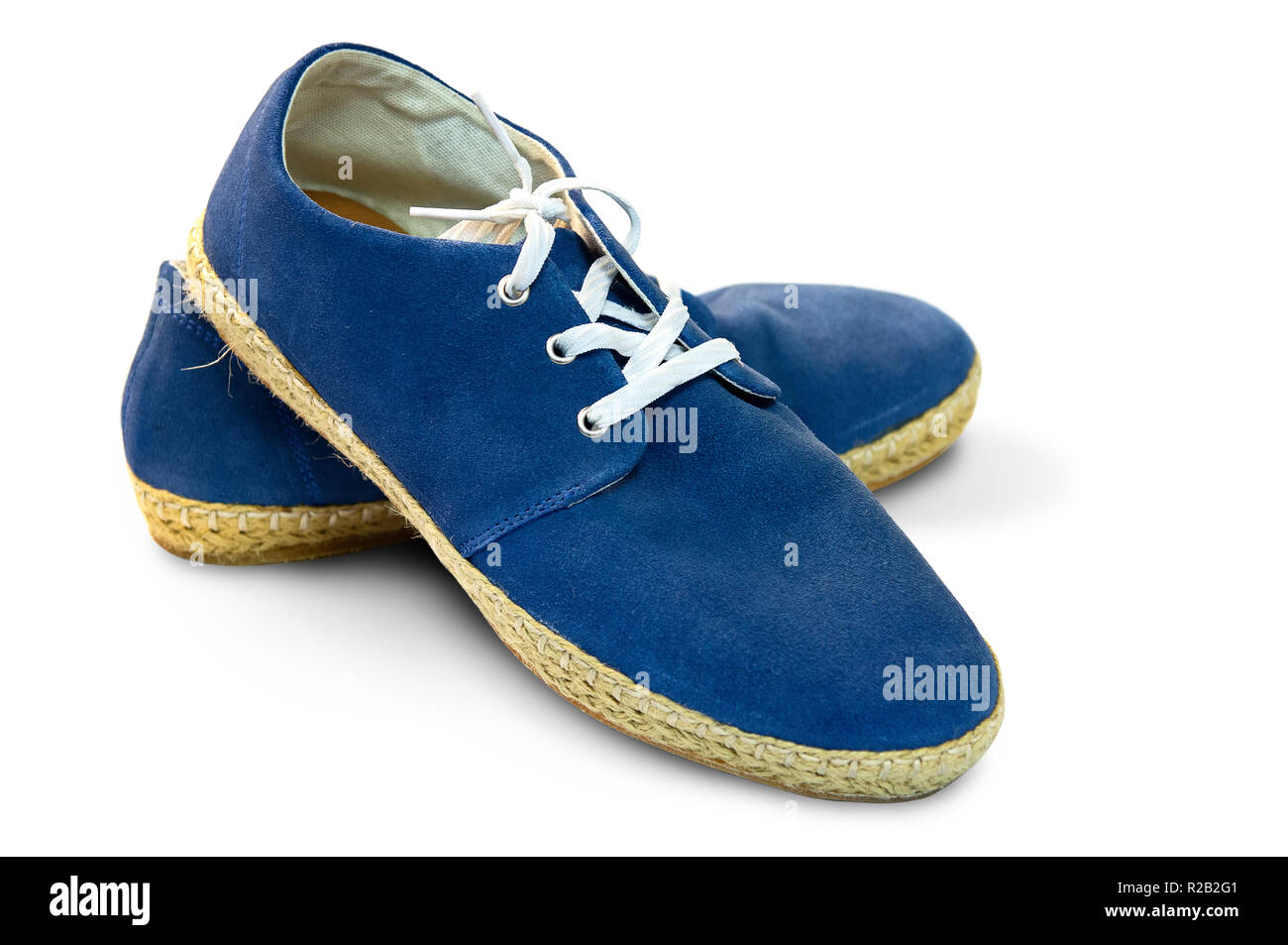 Blue casual shoes isolated on white background, with clipping path. Stock Photo