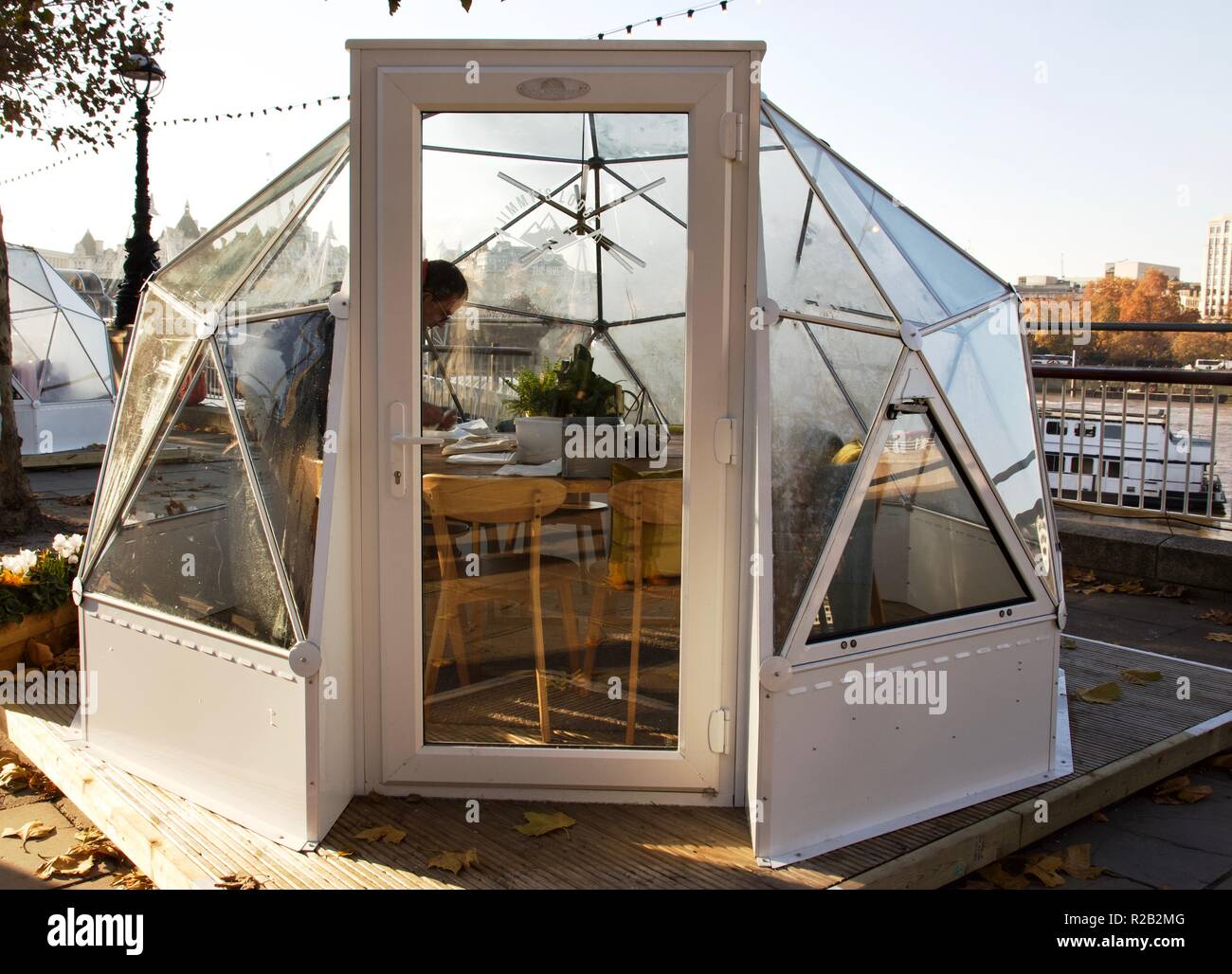 Jimmy's Lodge is a winter popup on the Southbank, London providing private dining inside an igloo Stock Photo