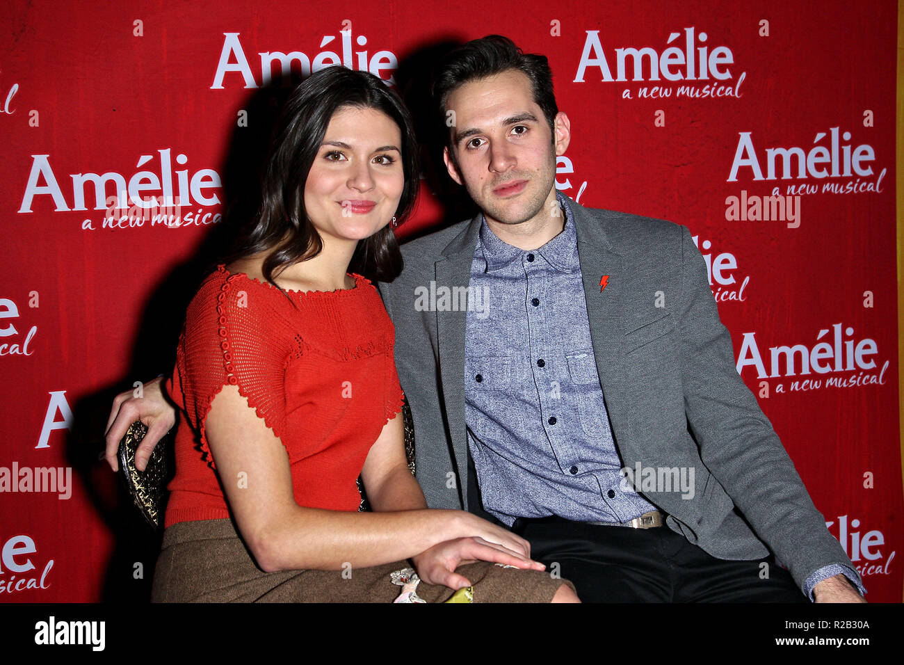 NEW YORK, NY - FEBRUARY 10:  Phillipa Soo and Adam Chanler-Berat attend the "Amelie" Broadway Musical Sneak Peek Concert at The Cutting Room on February 10, 2017 in New York City.  (Photo by Steve Mack/S.D. Mack Pictures) Stock Photo