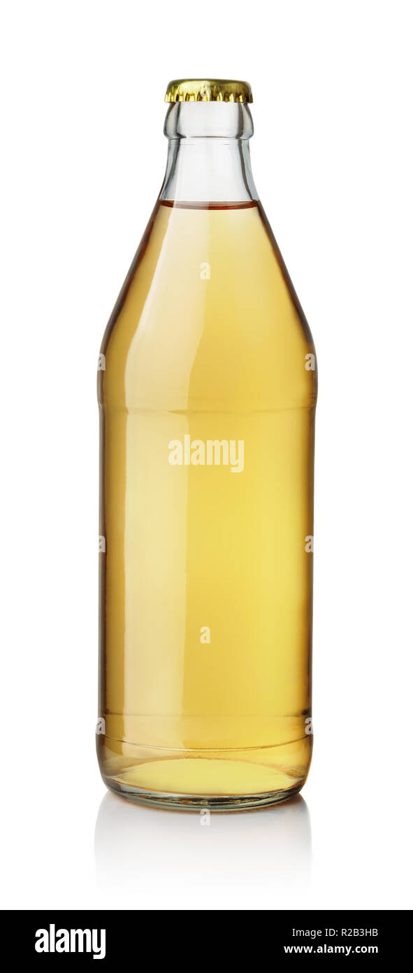 Front view of lemon soda bottle isolated on white Stock Photo