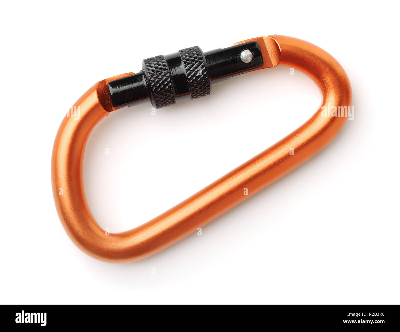 Top view of heavy duty  carbine hook isolated on white Stock Photo