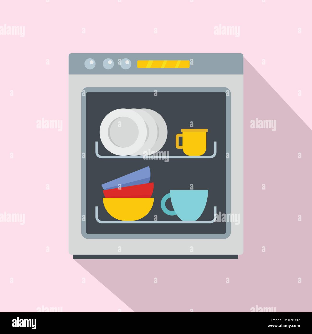 Dishwasher icon. Flat illustration of dishwasher vector icon for web design Stock Vector Image