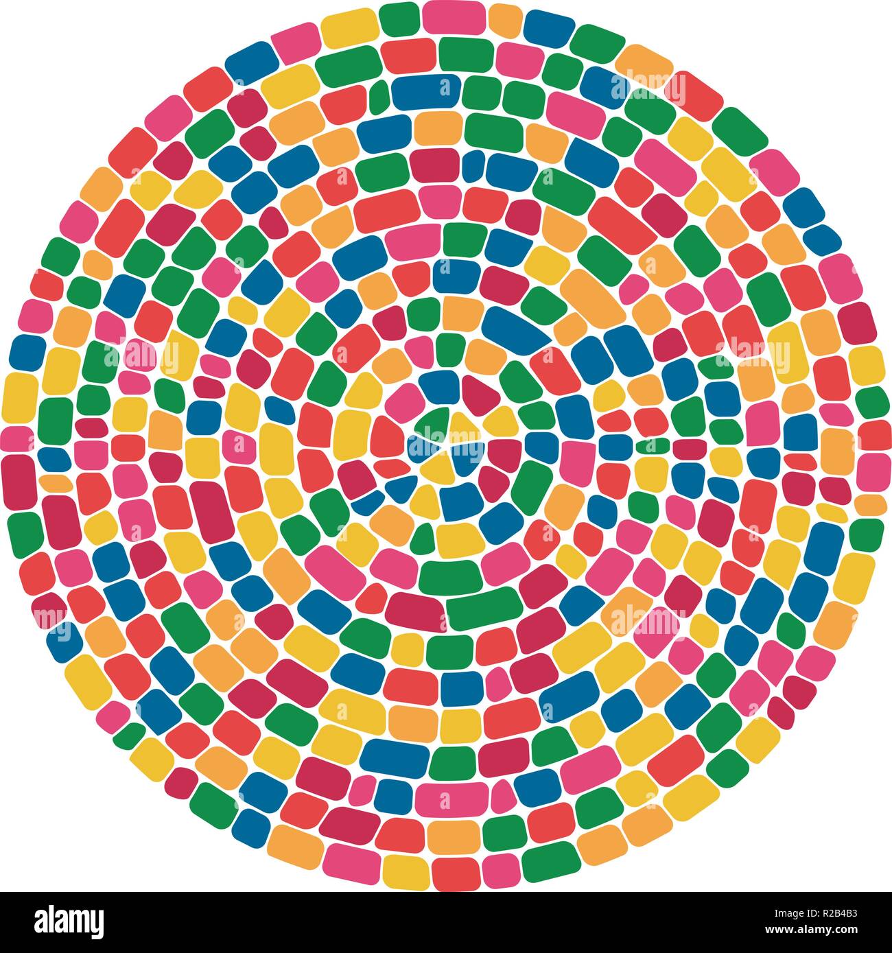 vector abstract colorful mosaic round pattern. pebble stone mosaic