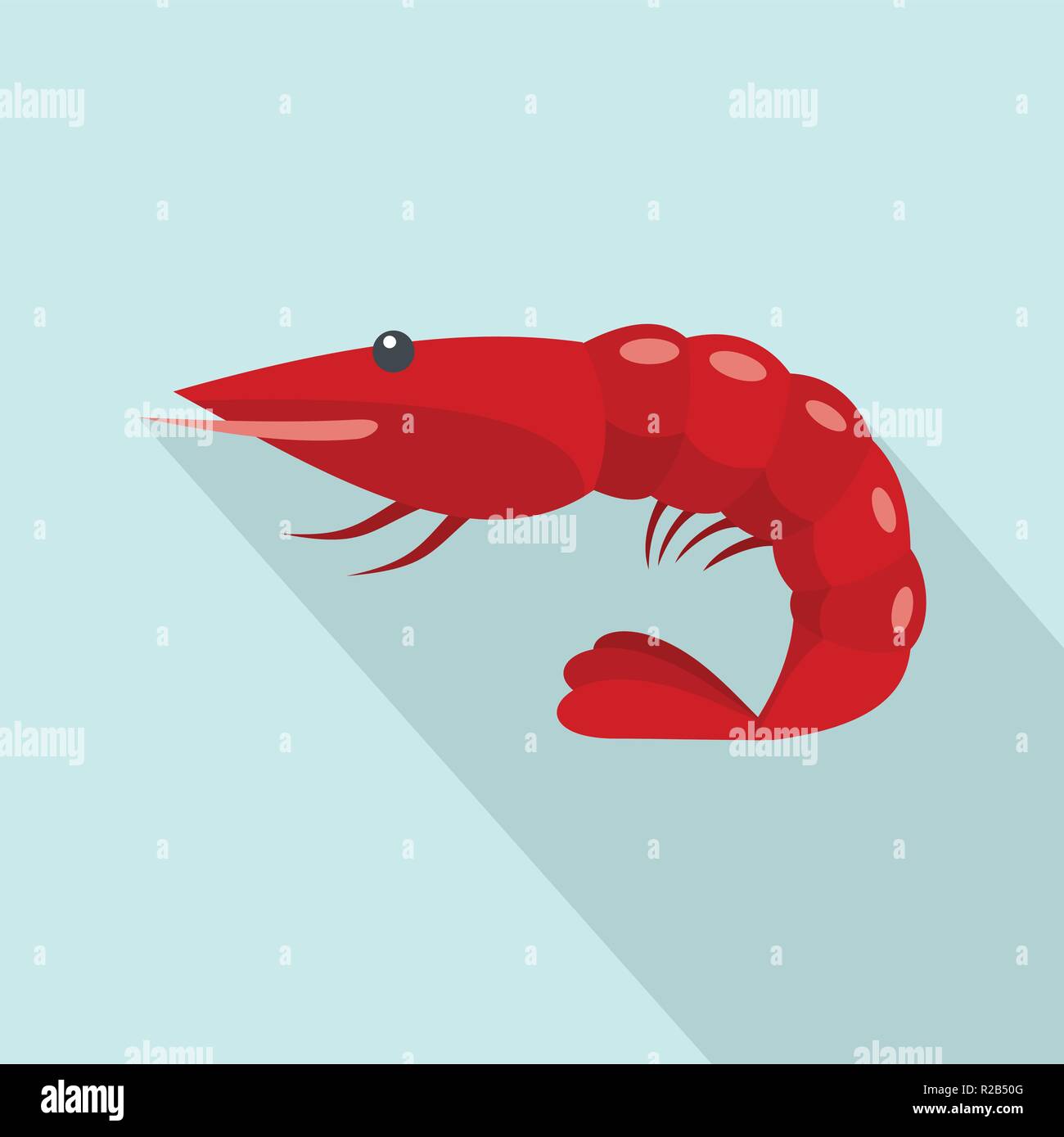 Red shrimp icon. Flat illustration of red shrimp vector icon for web design Stock Vector