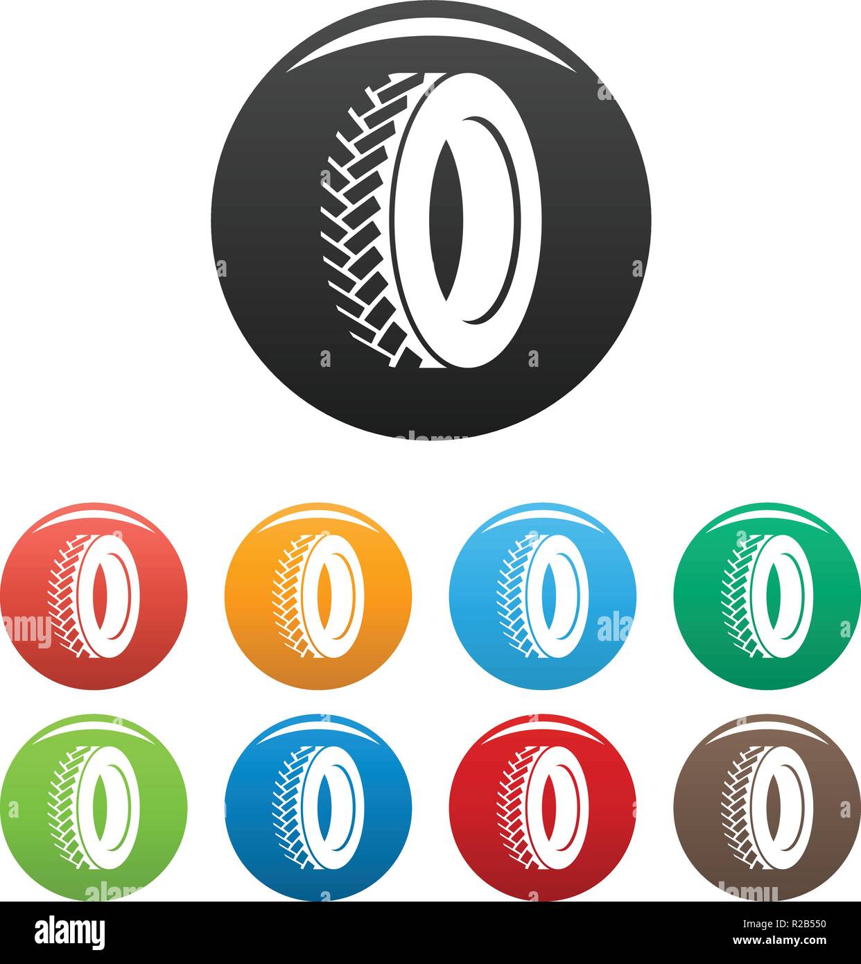 One tyre icon. Simple illustration of one tyre vector icons set color ...