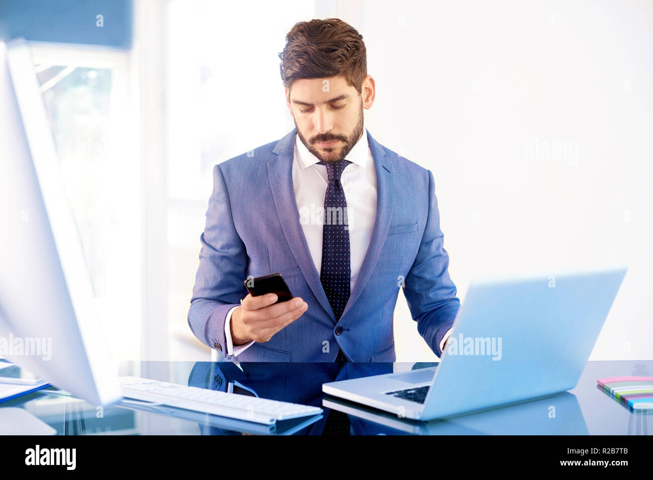 Executive Financial Advisor Businessman Wearing Suit And Using His