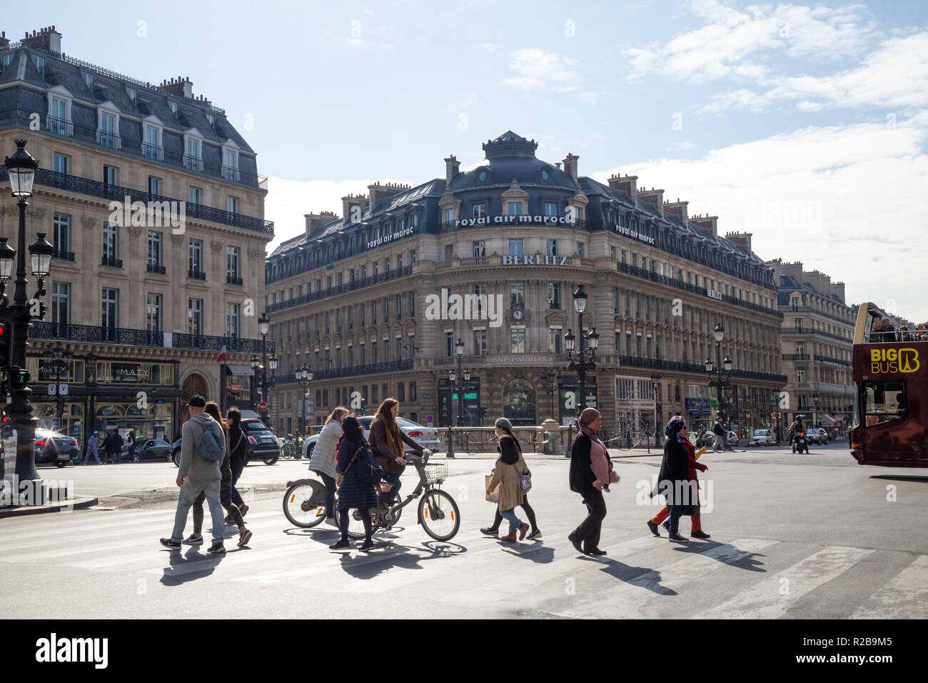 Paris/France - April 22nd 2017: busy street crossing Stock Photo