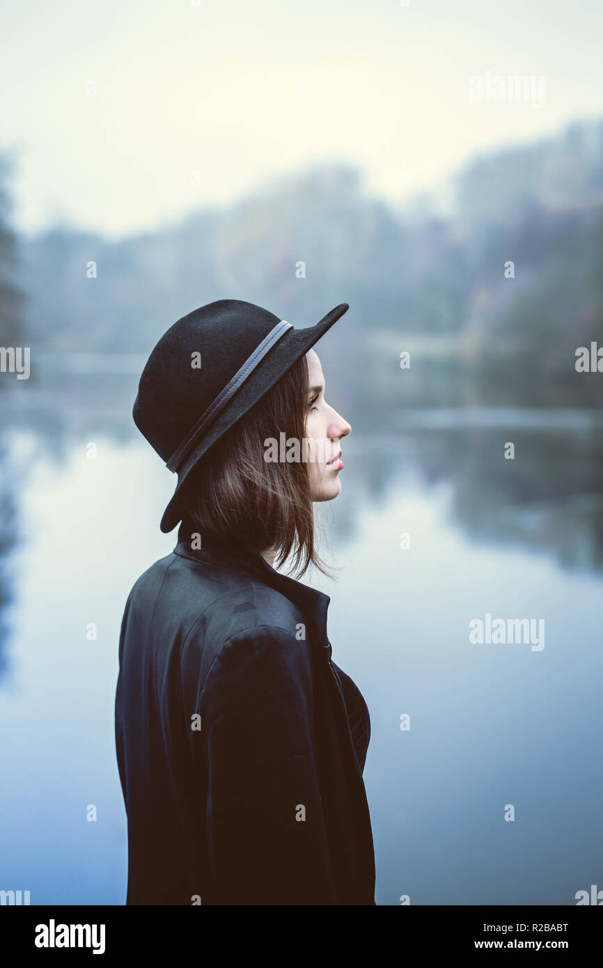 beautiful girl by the river Stock Photo - Alamy