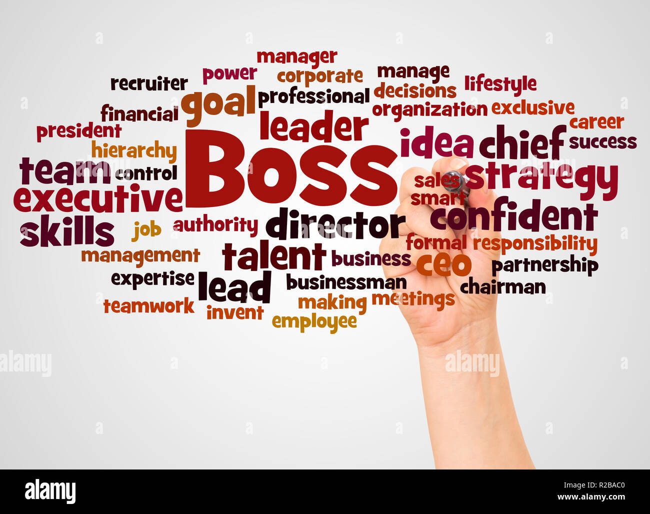 Boss Word Cloud And Hand With Marker Concept On White
