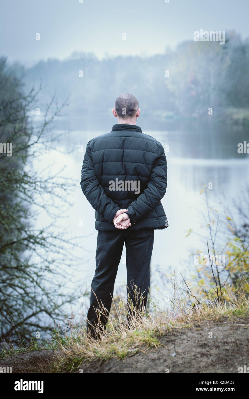 Sad pensive bald man looking hi-res stock photography and images - Alamy