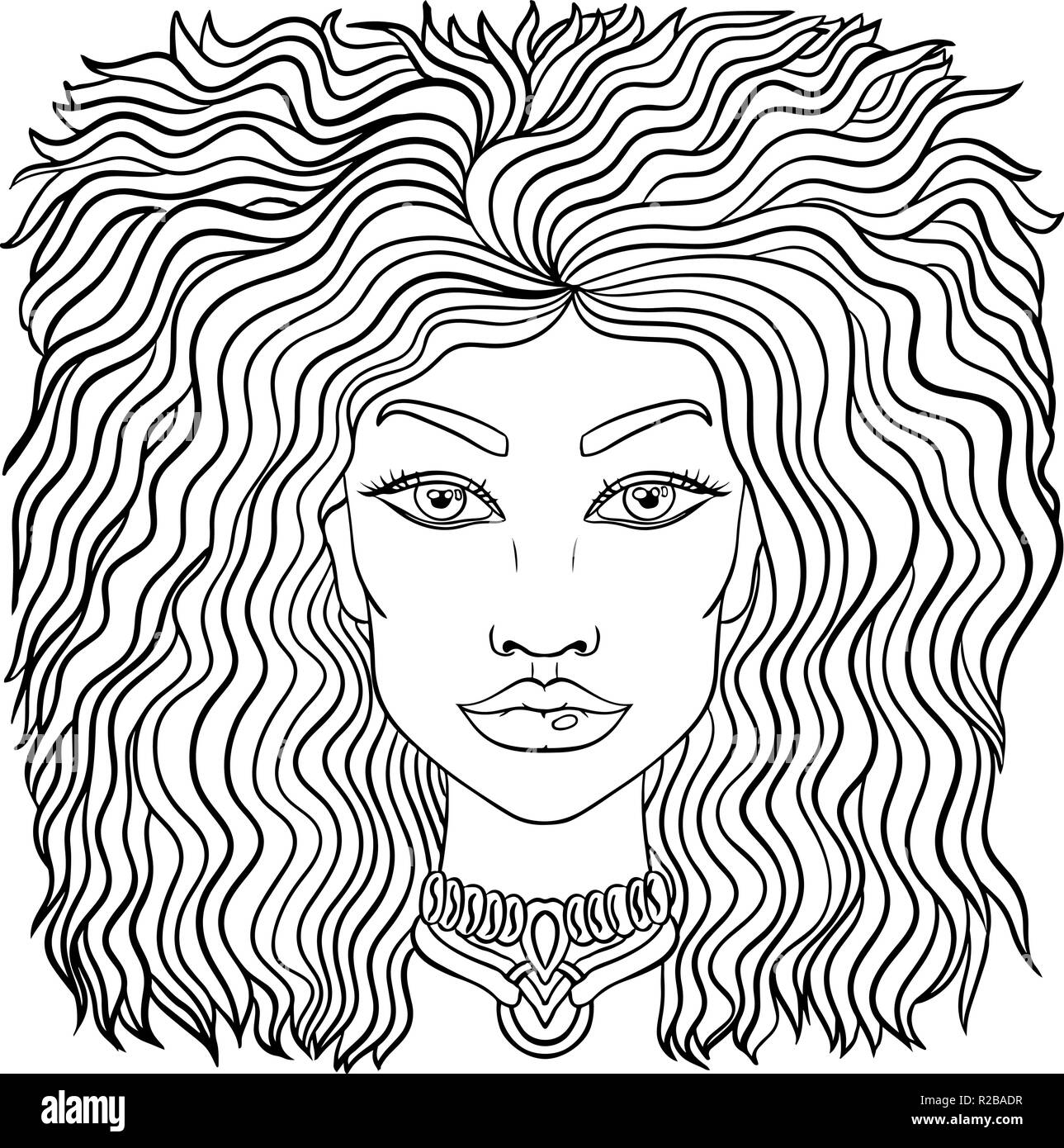 Doodle girls face. Womens portrait for adult coloring book. Vector  illustration Stock Vector Image & Art - Alamy