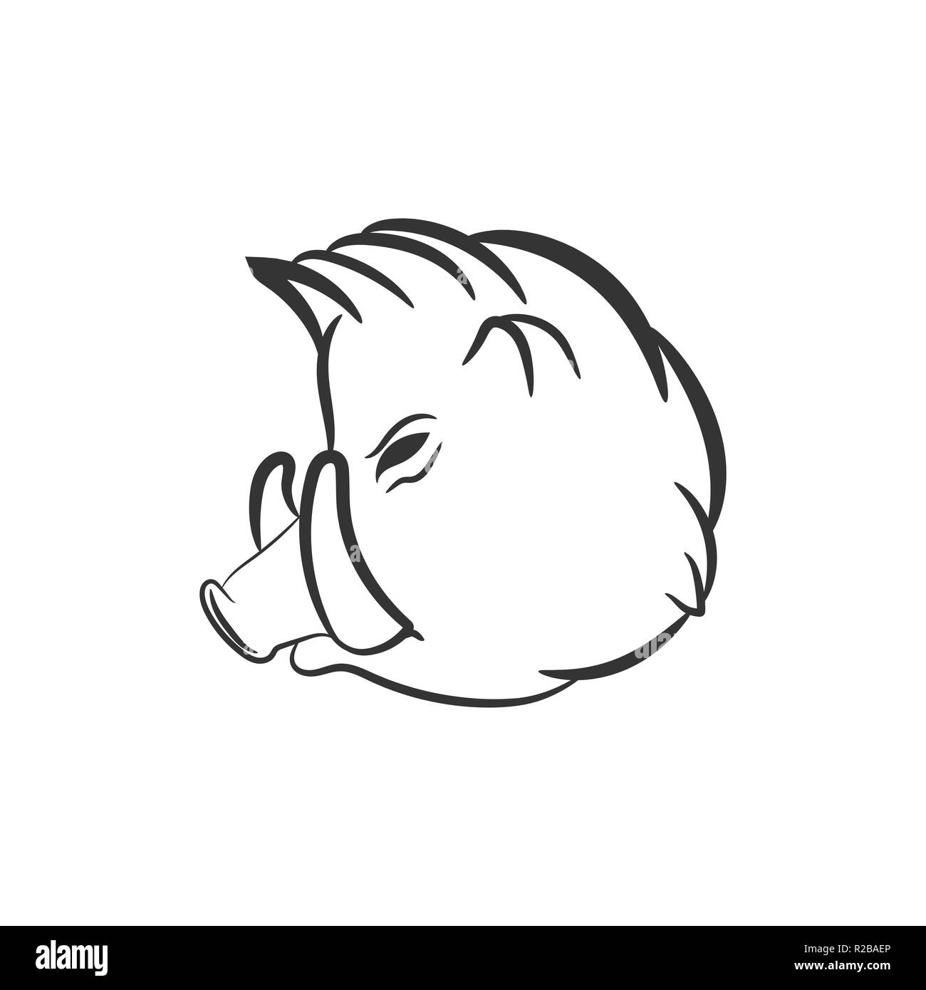 Boar with fangs face vector for your design. Stock Vector