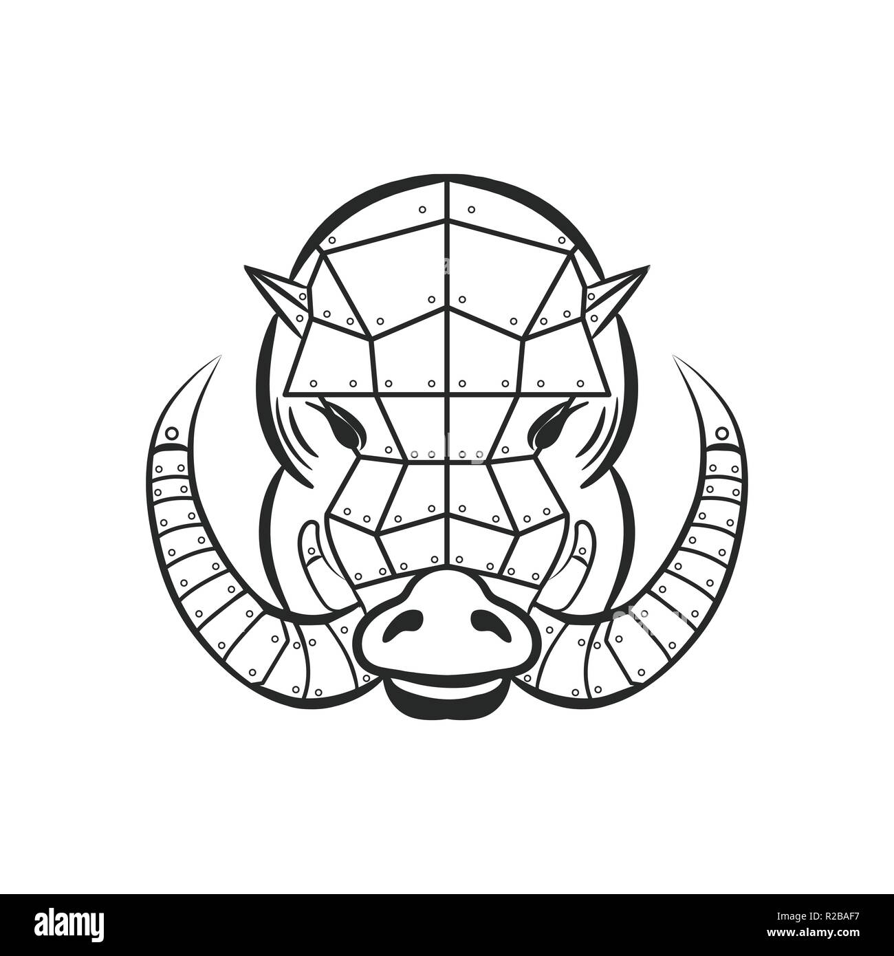 Steed armored hog face for your design. Stock Vector