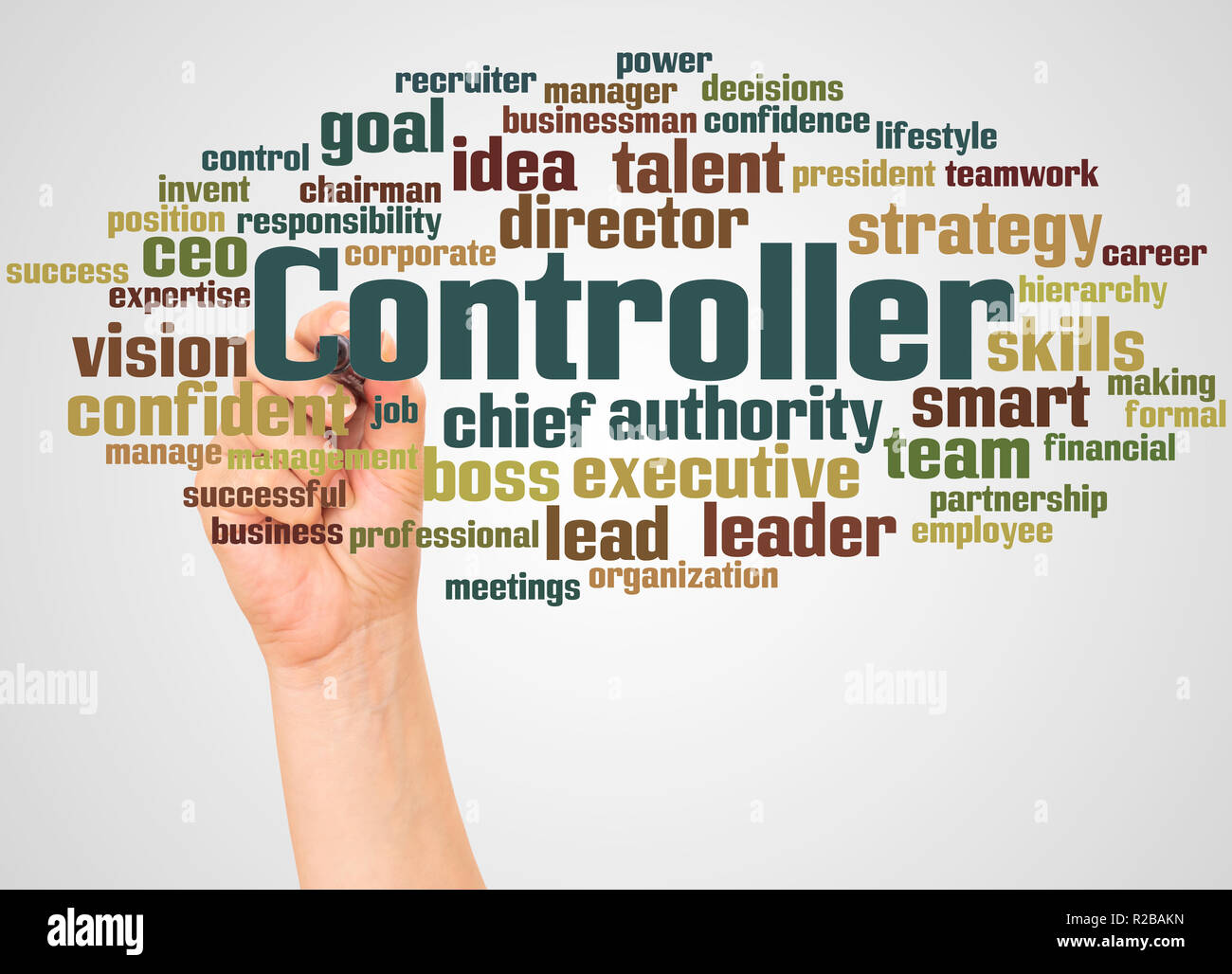 Controller Word Cloud And Hand With Marker Concept On White
