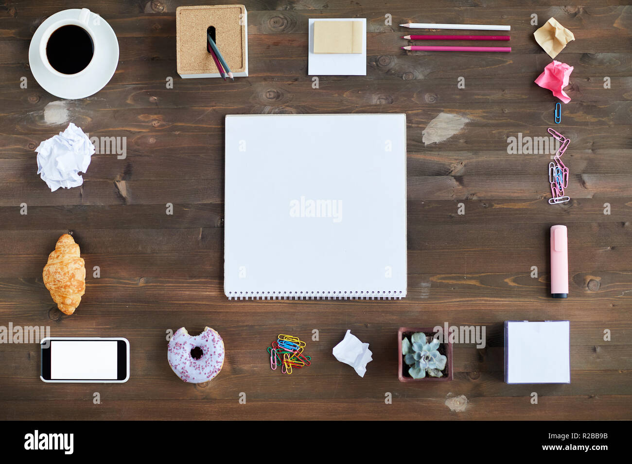 Flat Lay With Stationery Stock Photo