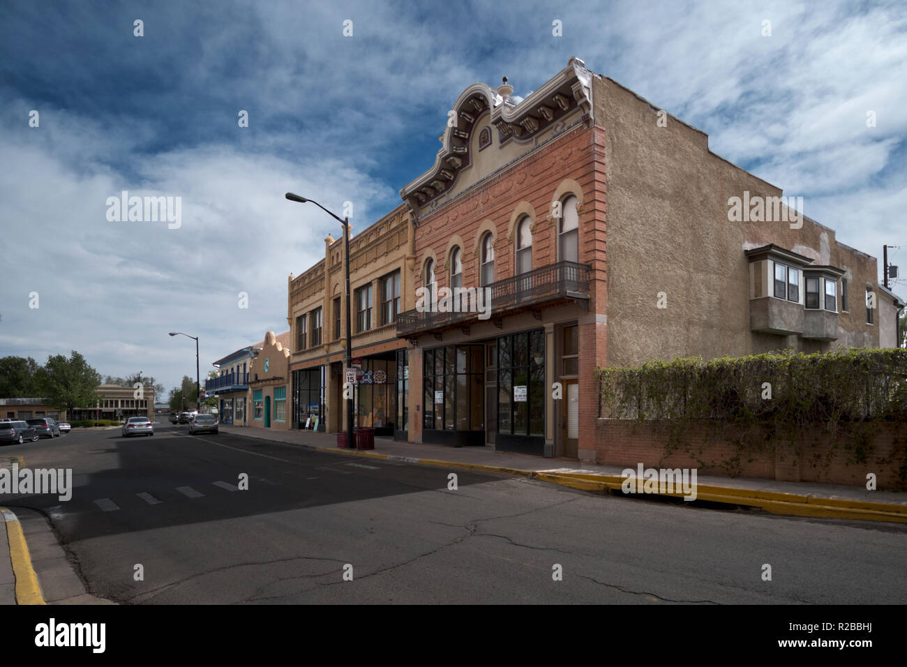 The building in downtown Las Vegas, New Mexico that housed the upstairs Sheriff's office in the TV series, 'Longmire.' Stock Photo