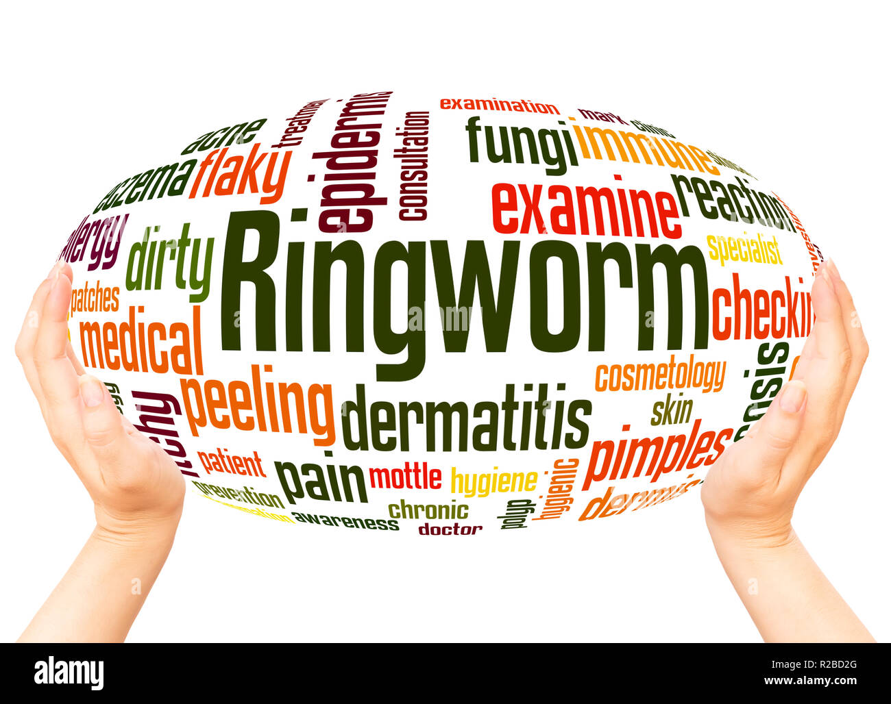 Ringworm word cloud hand sphere concept on white background. Stock Photo
