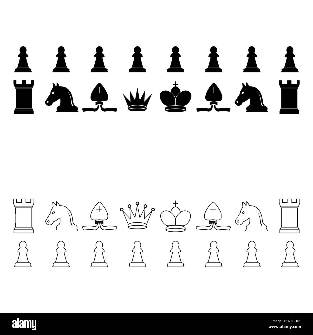 Set Icons Chess Pieces Their Names Stock Illustration 329364188