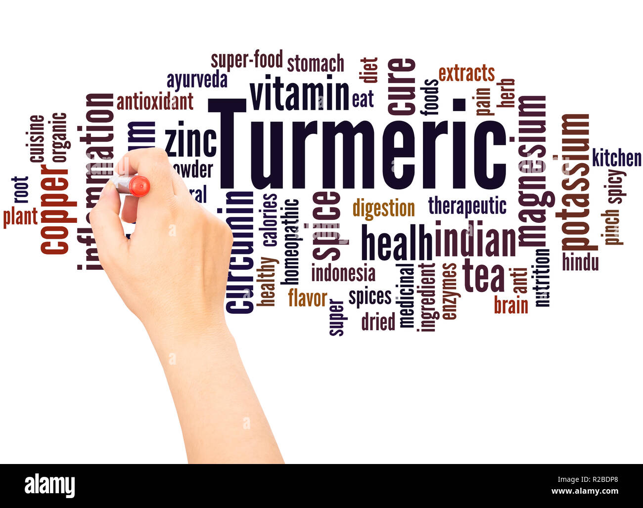 Turmeric word cloud hand writing concept on white background Stock