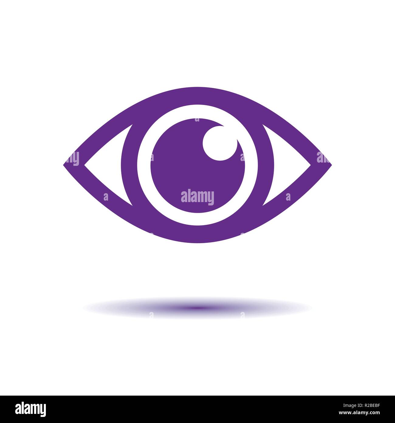 Simple eye icon vector. Round flare. Medicine symbol isolated. Safety and search concept. Laconic graphic design element. Eyesight pictogram. Isolated Stock Vector
