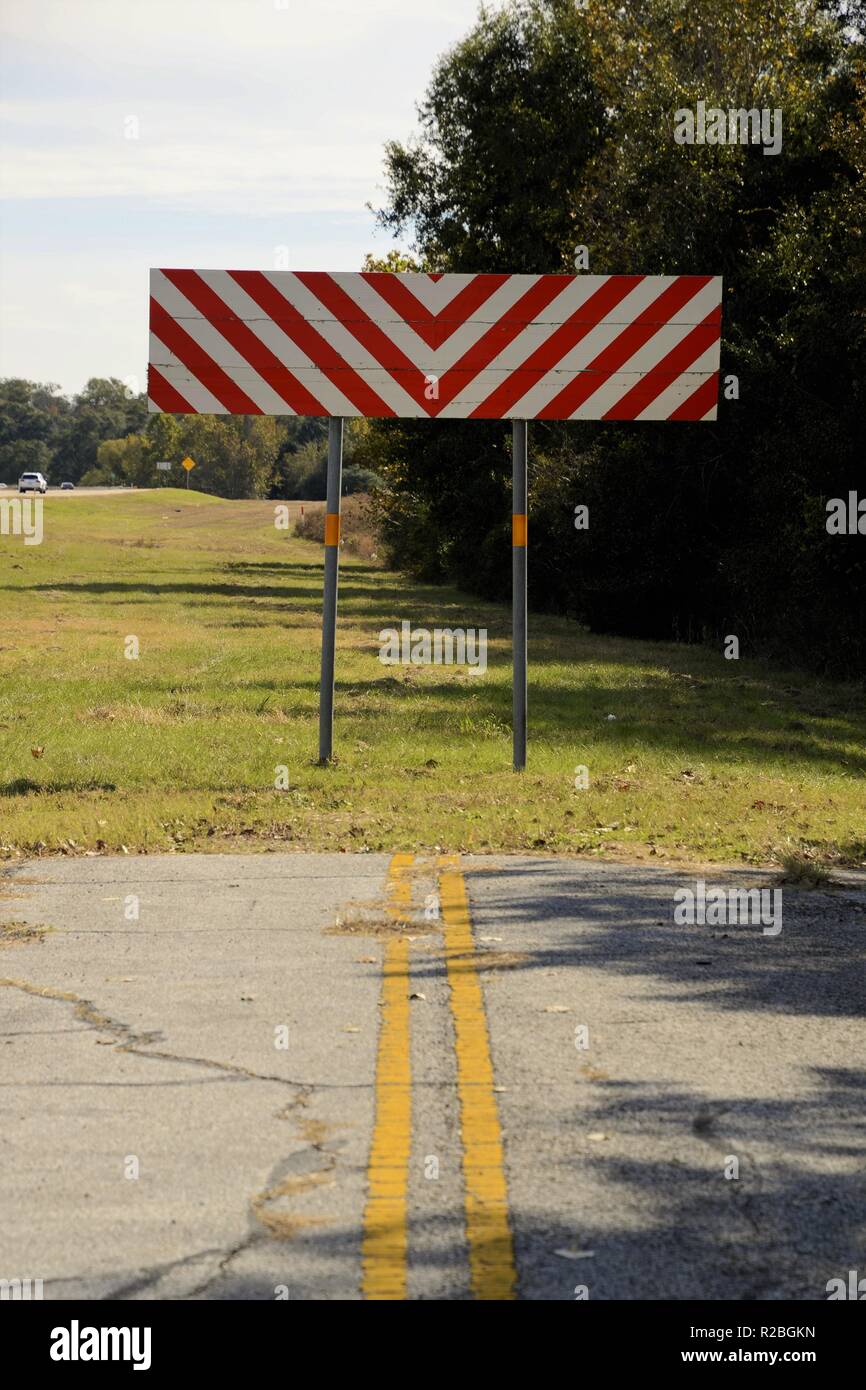 End of the road sign without words on a road in Texas Stock Photo Alamy