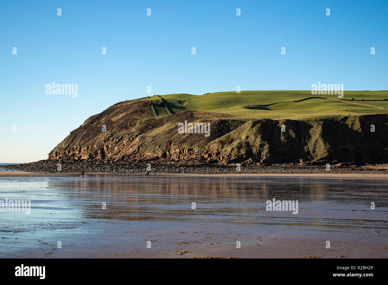 St Bees Head on a beautiful autumn  day with clear blue sky  -St Bees, Whitehaven, Cumbria Stock Photo