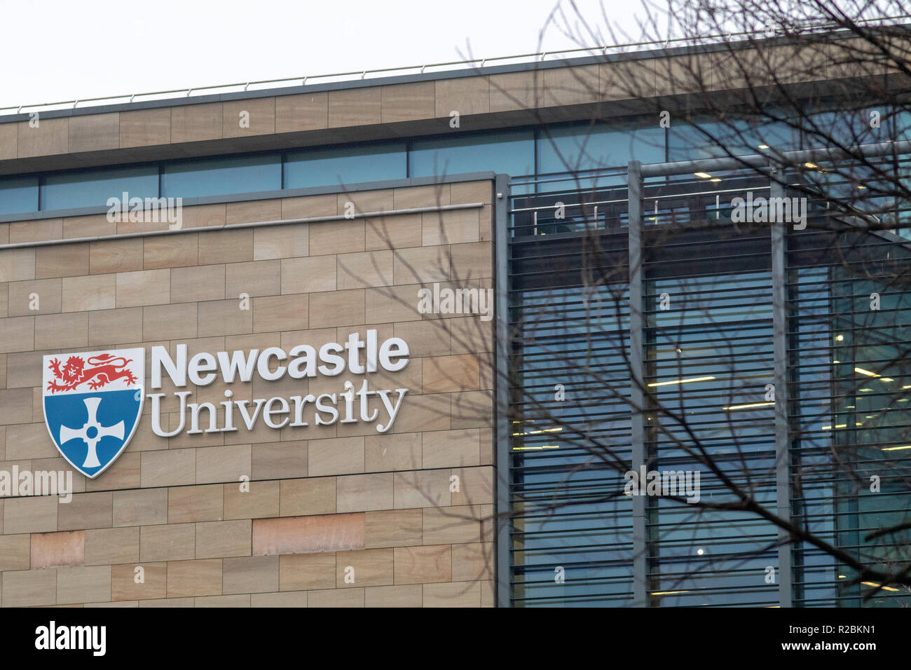Newcastle upon Tyne/England - January 10th 2018: Newcastle University building sign Stock Photo