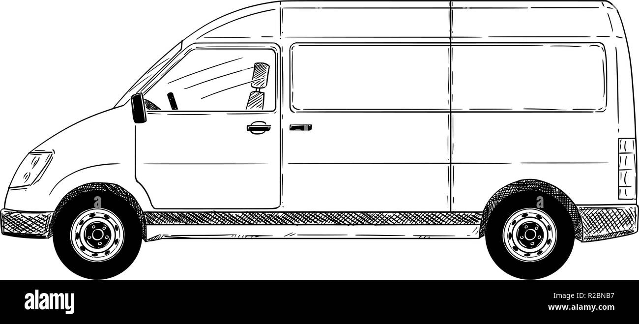 Cartoon Side View of Generic Delivery Van Stock Vector
