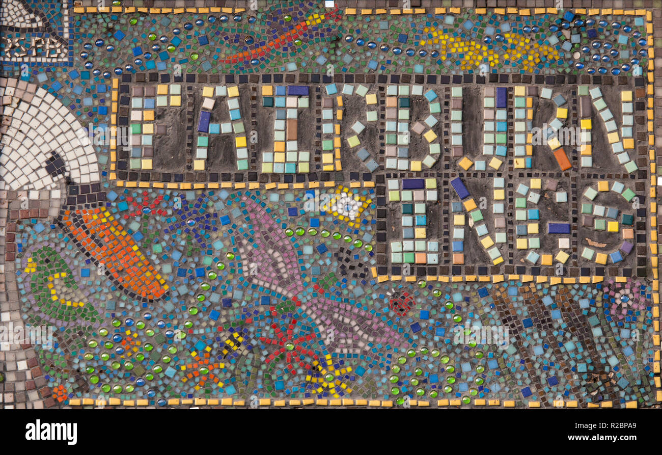 A tile mosaic  at RSPB Fairburn Ings Nature Reserve,Yorkshire,England Stock Photo
