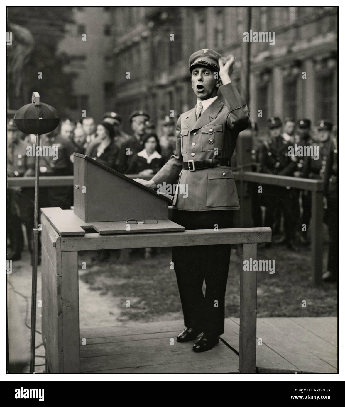 Reichsminister Goebbels 1930’s  speech speaks speaking in Berlin Lustgarten (The Lustgarten Pleasure Garden a park on Museum Island in central Berlin) for the SA-Brigade 28 Berlin Germany Stock Photo