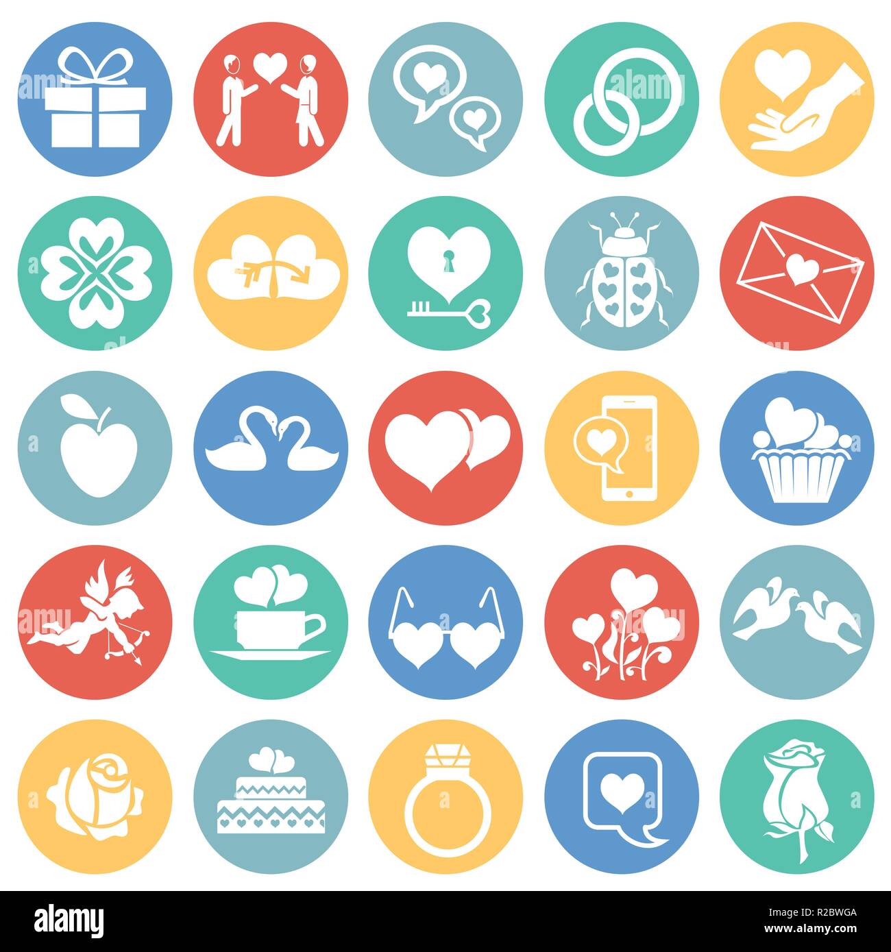 Valentines day set on color circles background Stock Vector Image & Art ...